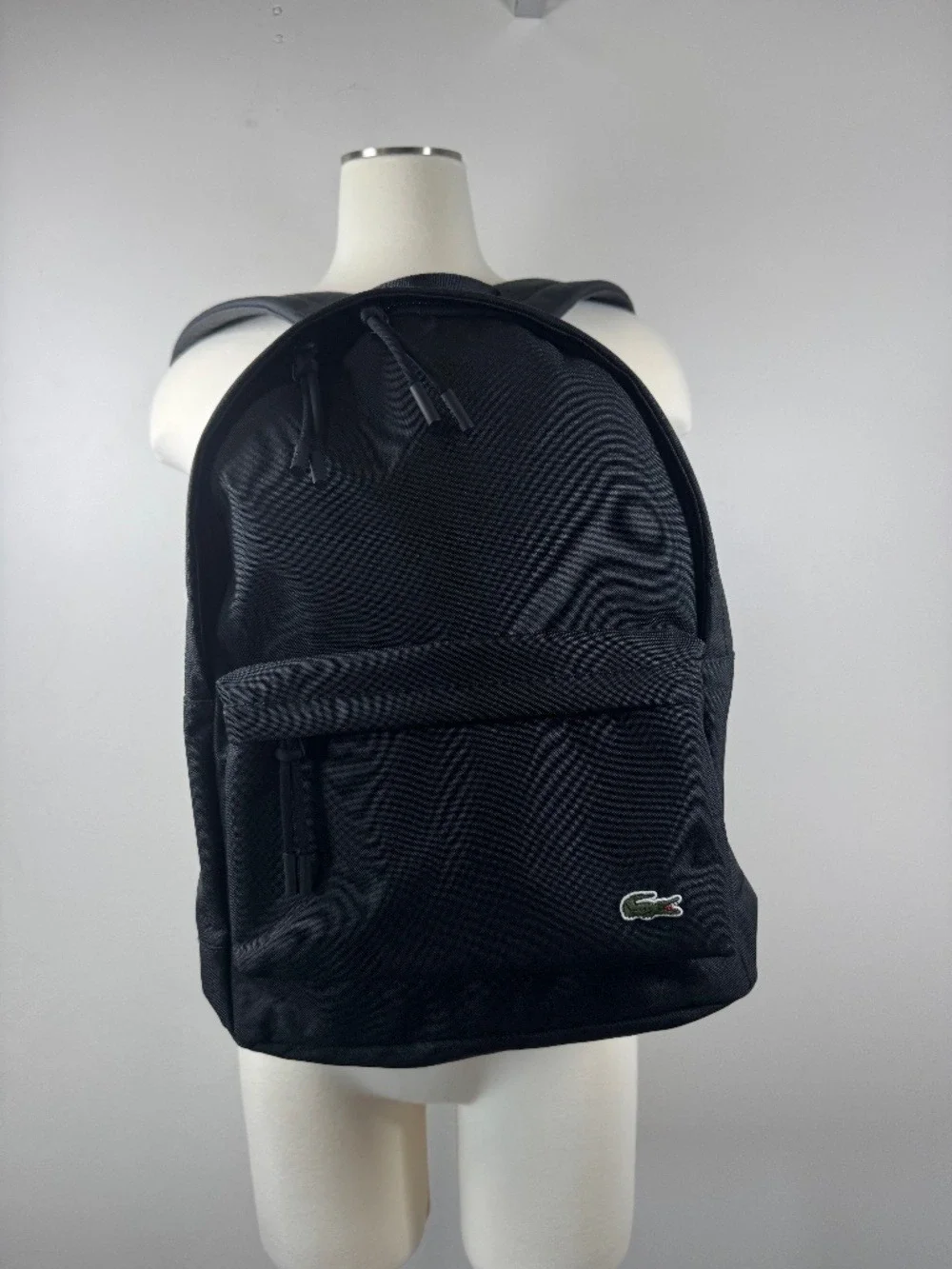 Lacoste Black Backpack with Green Croc Logo NWT